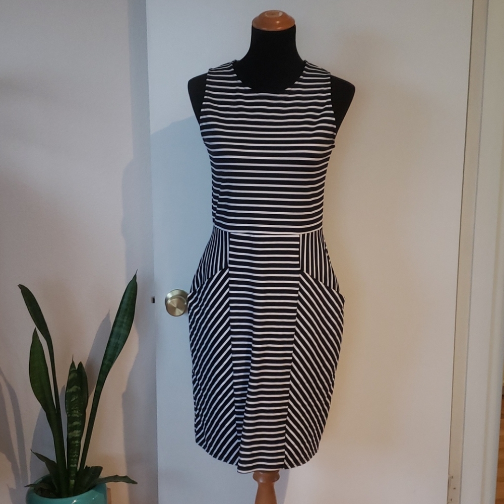Leota Navy and White Striped dress Medium